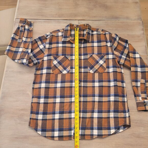 SCHMIDT Workwear Carpenter Men's Plaid Flannel Button Up Shirt Brown Cotton XL - Picture 5 of 8